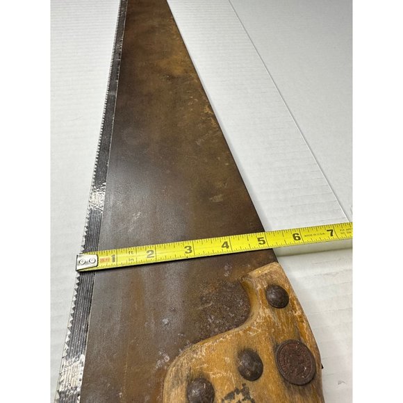 VTG Warranted Superior wooden handled rust patina hand saw crafting artwork - Picture 8 of 8